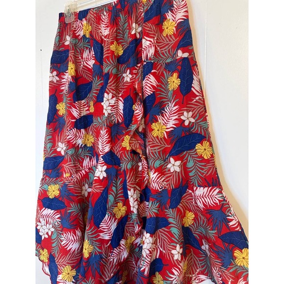 Easel Los Angeles Tropical Floral Print Asymmetrical Hem Midi Skirt Women's  M - Picture 2 of 6